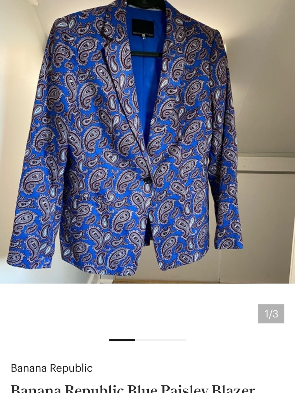 Banana Republic Blue Paisley Blazer